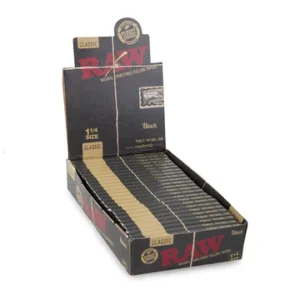 RAW BLACK UNREFINED 1 1/4 ROLLING PAPERS 24CT